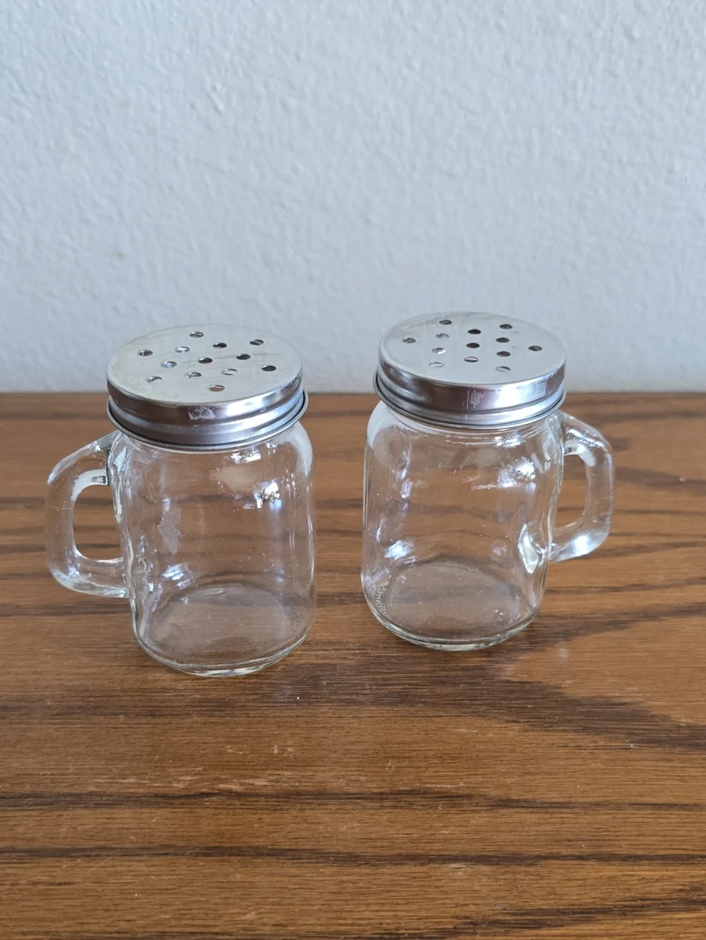 Glass Mini Mason Jar Salt and Pepper Shakers with Silver Lids (Set of 2) Tote 12